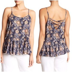 Melrose and Market Navy Floral Cross back Top